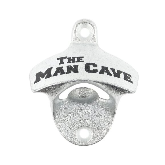 THE MAN CAVE Wall Mounted Beer Soda Bottle Opener Zinc Plated Cast Iron Starr X - Picture 1 of 5